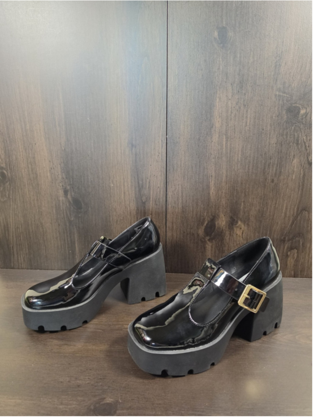 Steve Madden Paloma Retro Y2K Mary Janes Chunky Block Heel Pumps sz 7.5 M BLACK - Picture 5 of 16